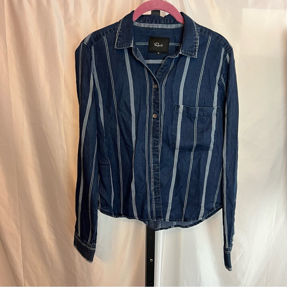 Rails Dana Indigo Varigated Stripe Button Front S… - image 3